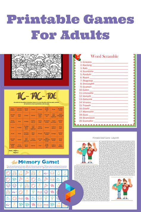 Printable Fun Interactable Activities For Adults