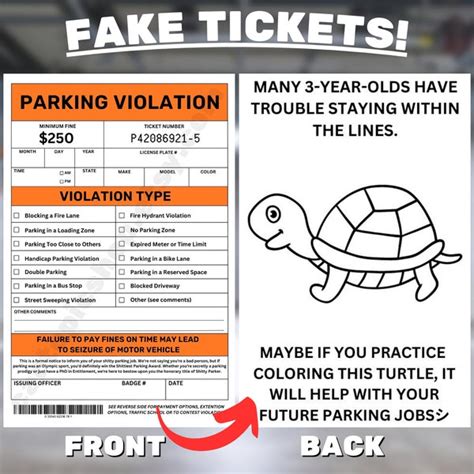 Printable Funny Fake Violations