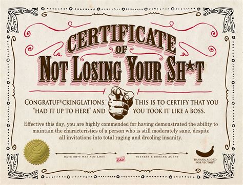 Printable Funny Gift Certificates