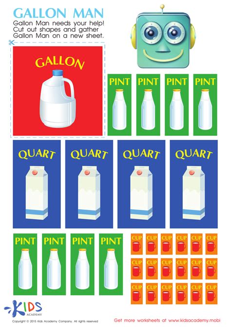 Printable Gallon Pints Quarts Activity