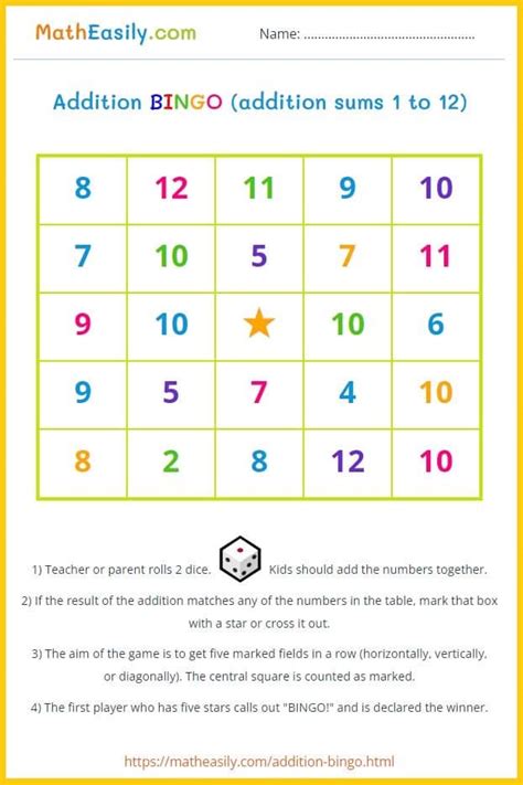 Printable Games For Learning Addition