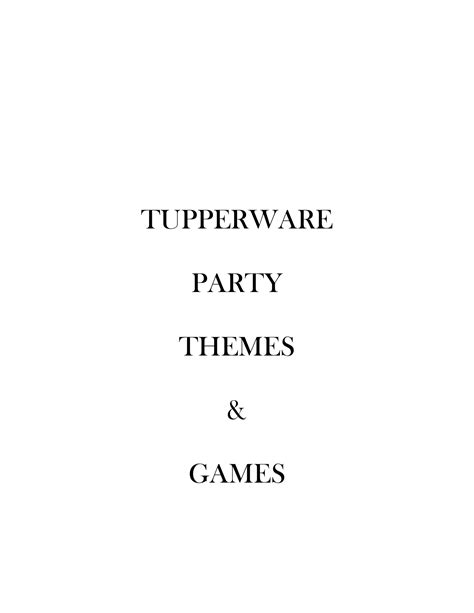 Printable Games For Tupperware Parties