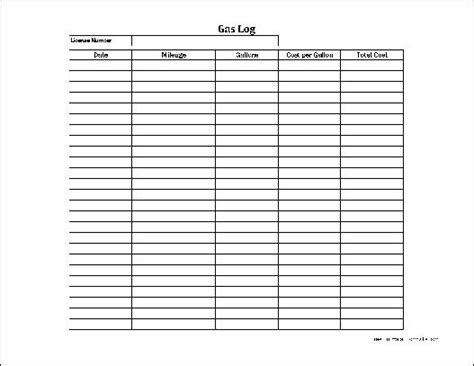 Printable Gas Log Sheets