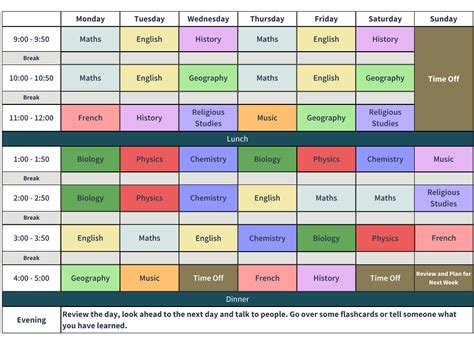 Printable Gcse Revision Timetable Template