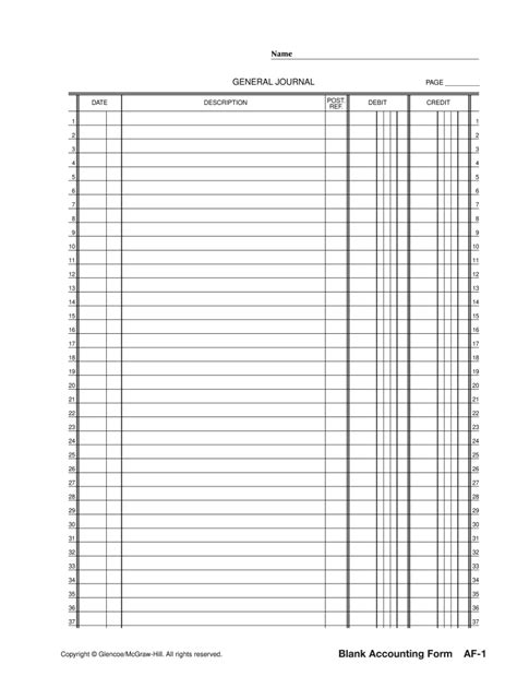 Printable General Journal Template