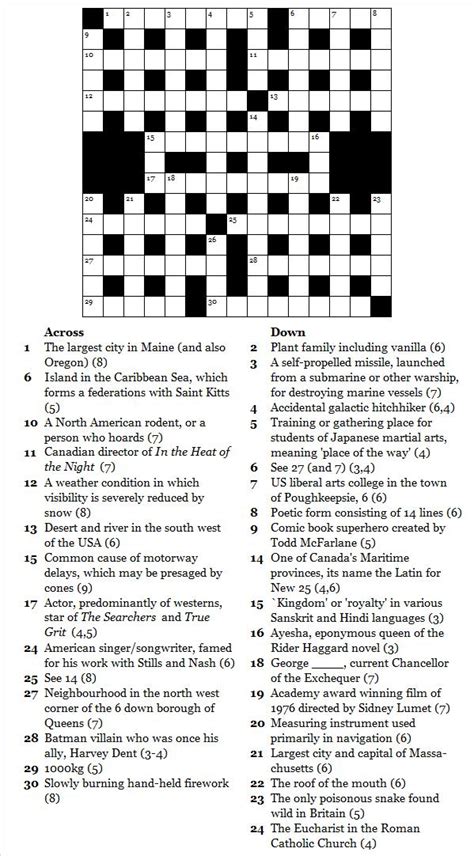 Printable General Knowledge Crossword Puzzles