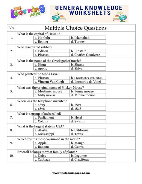 Printable General Knowledge Quizzes