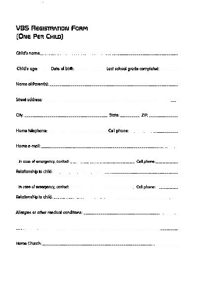 Printable Genergic Vbs Form