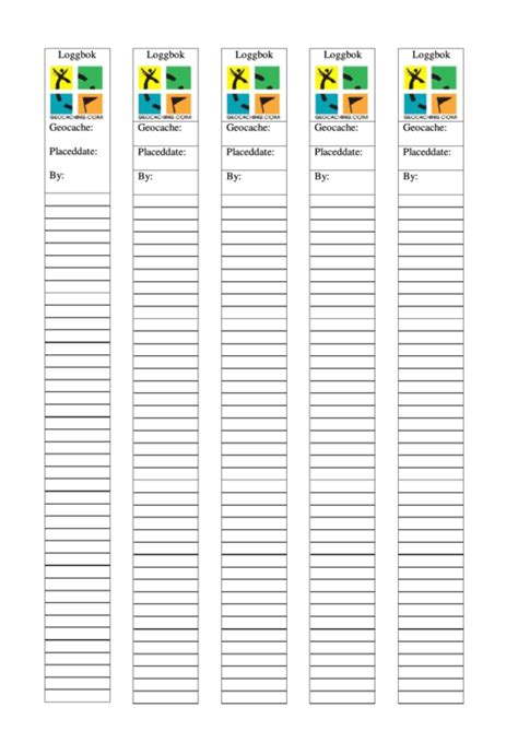 Printable Geocache Log Pdf