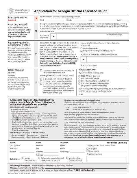 Printable Georgia Absentee Ballot Application