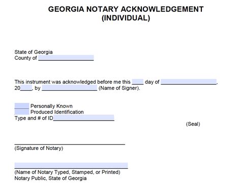 Printable Georgia Notary Statement