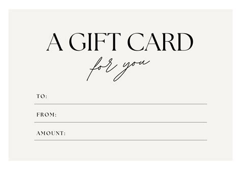 Printable Gift Cards Generic