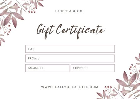 Printable Gift Cerificate Template