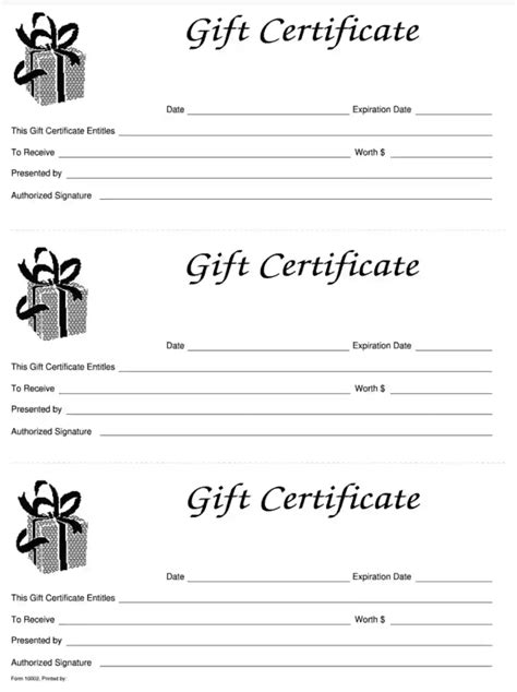 Printable Gift Certificate Pdf