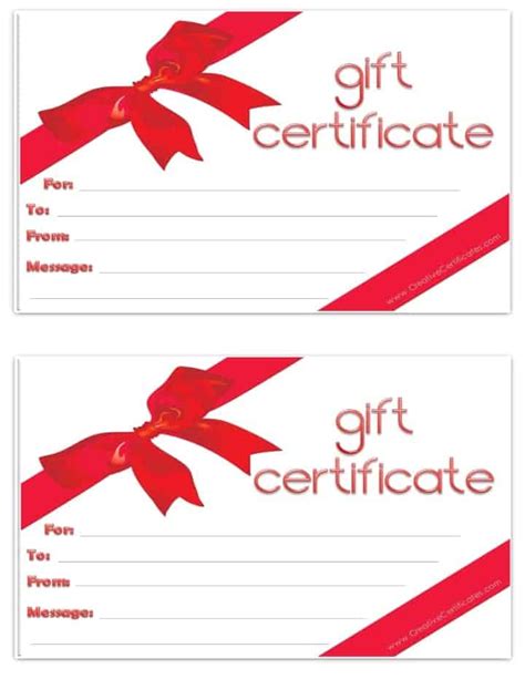 Printable Gift Certificates Online
