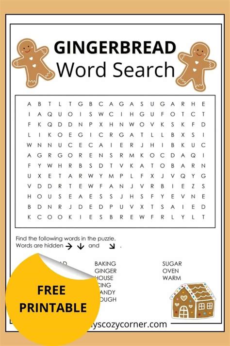 Printable Gingerbread Word Search