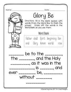 Printable Glory Be Activity