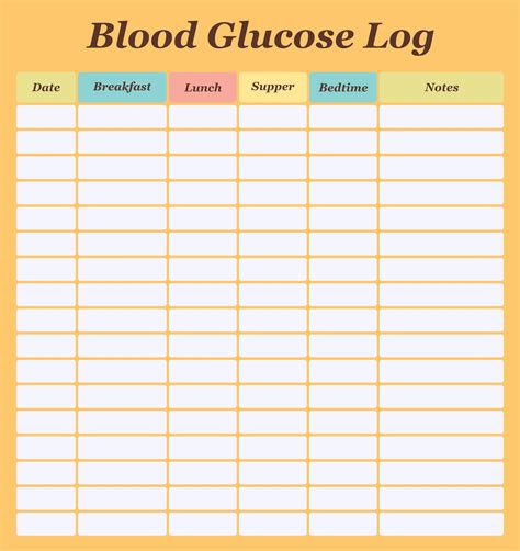Printable Glucose Diary Log