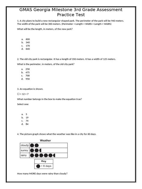 Printable Gmas Practice 3Rd Grade