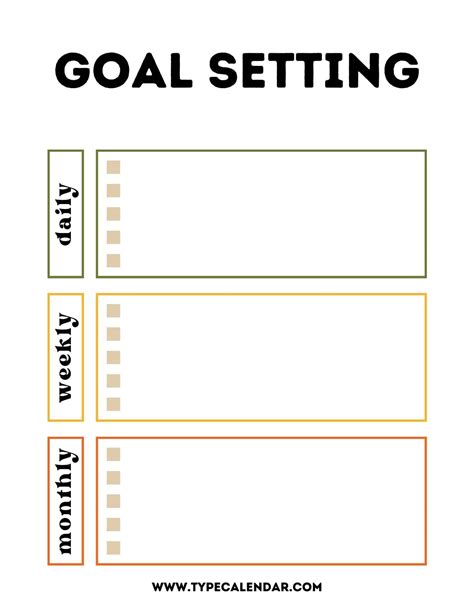 Printable Goal Sheets For Kkids
