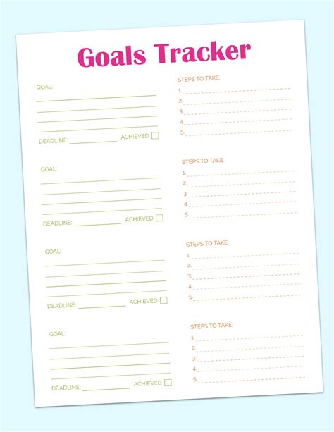 Printable Goal Tracker For Students