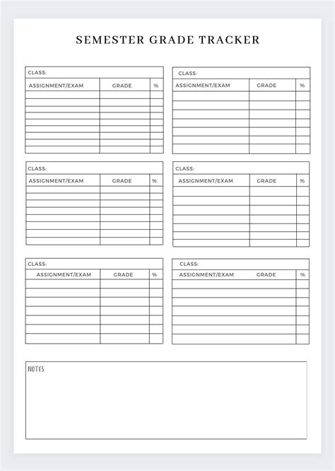 Printable Grade Sheet Happy Planner