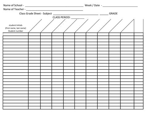 Printable Grading Sheet Template