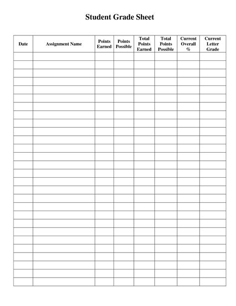 Printable Grading Sheets Homeschoolers