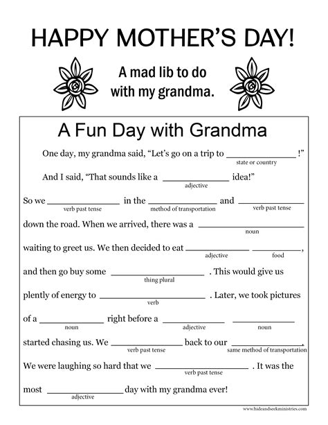Printable Grandma Mad Libs