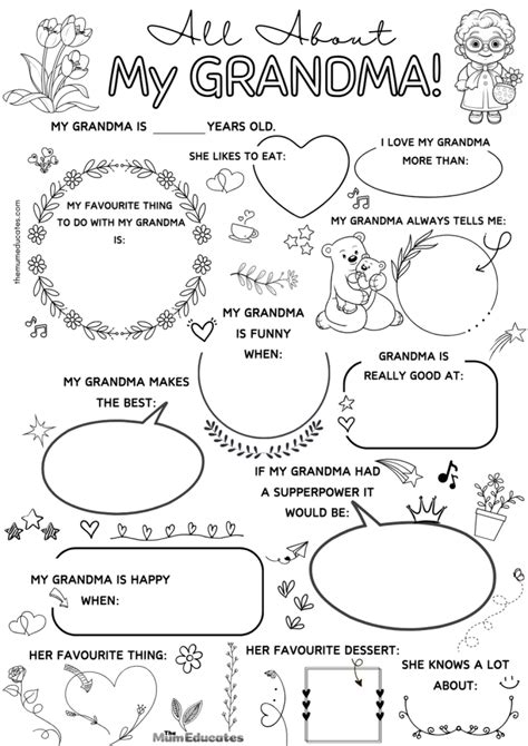 Printable Grandma Memory Pages