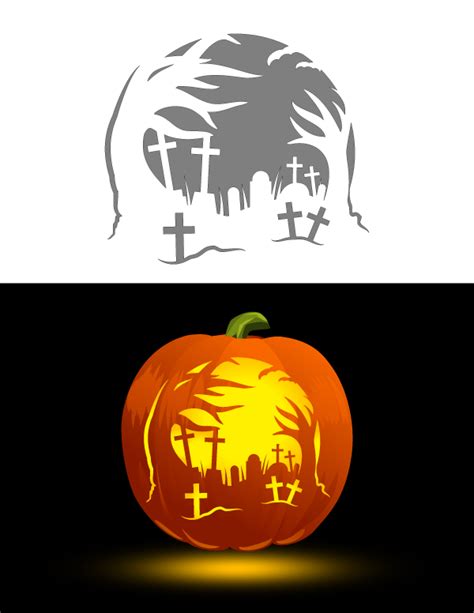Printable Graveyard Pumpkin Stencils