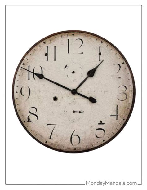 Printable Gray Vintage Clock Face