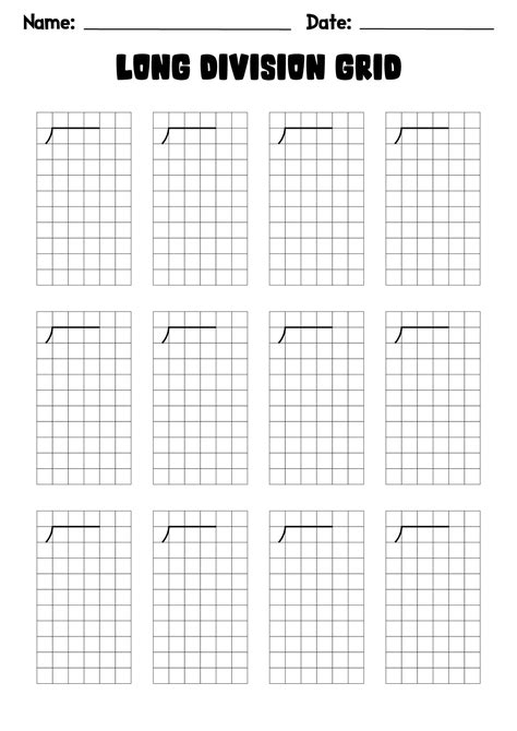 Printable Grid Paper For Long Division