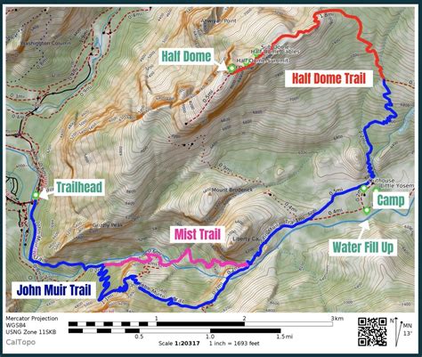 Printable Half Dome Trail Map