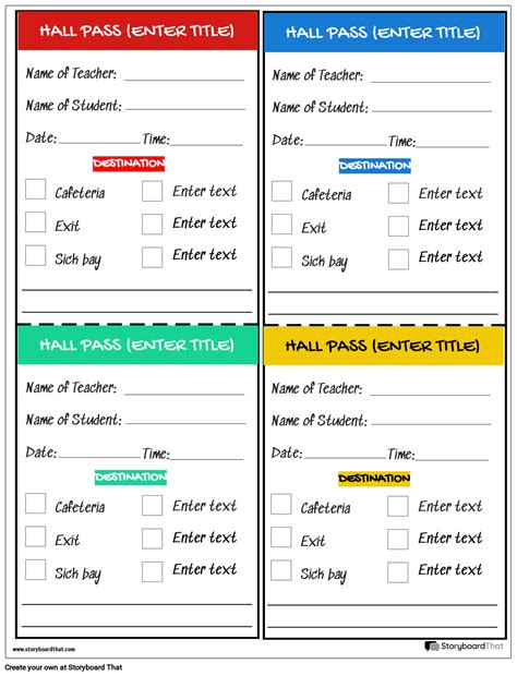Printable Hall Pass Generator