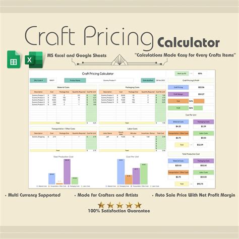 Printable Handmade Pricing Spreadsheet