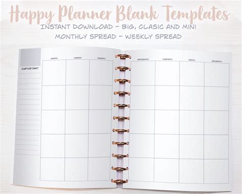 Printable Happy Planner Template