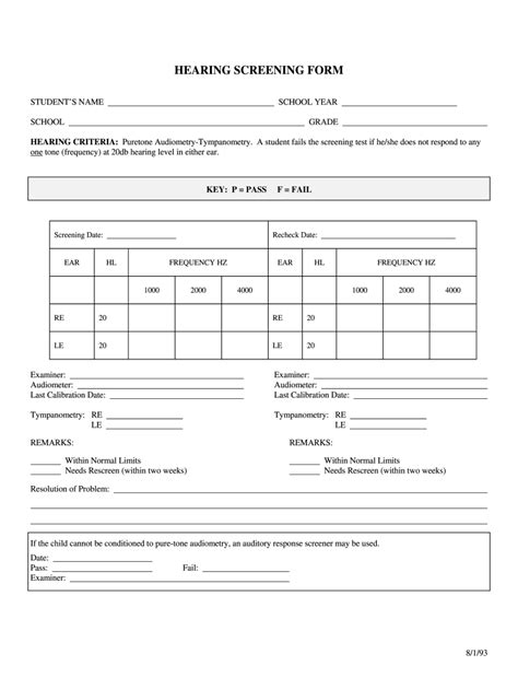 Printable Hearing Device Form