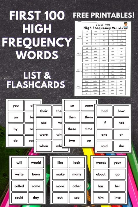 Printable High Frequency Words Flashcards