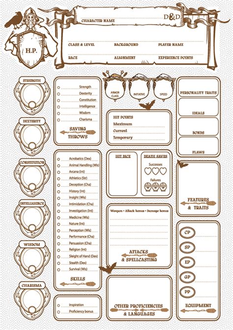 Printable High Resolution Dnd Character Sheet