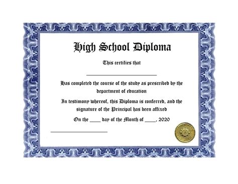 Printable High School Certificate