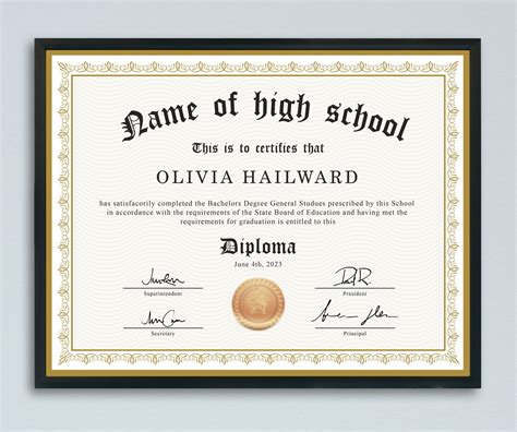 Printable High School Deploma Certificate