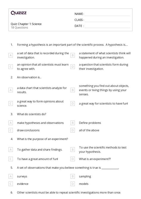 Printable High School Science Test