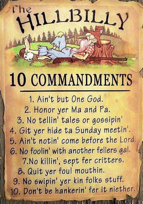 Printable Hillbilly 10 Commandments Poster