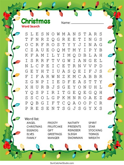 Screenshot of printable holiday puzzle crossword template in use