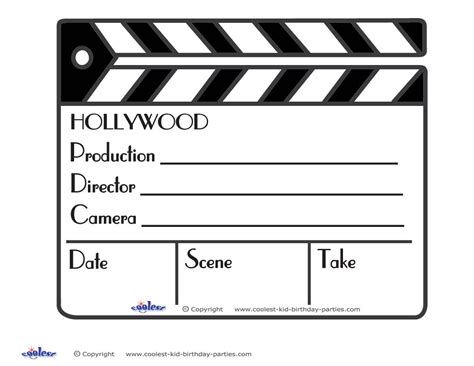 Printable Hollywood Clapper Boards