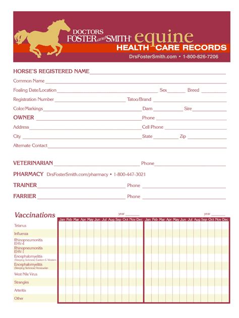 Printable Horse Care Sheets