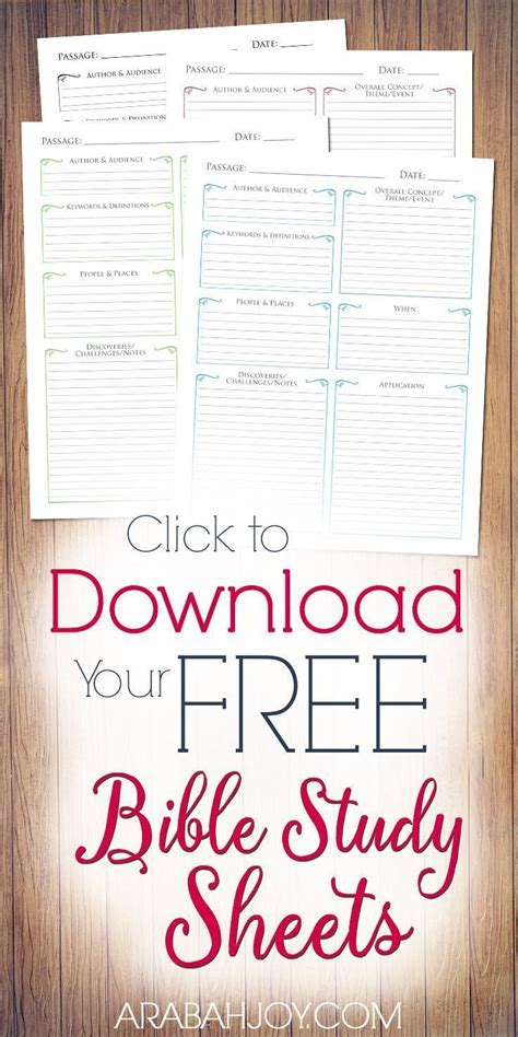 Printable Hour Long Bible Study Lessons