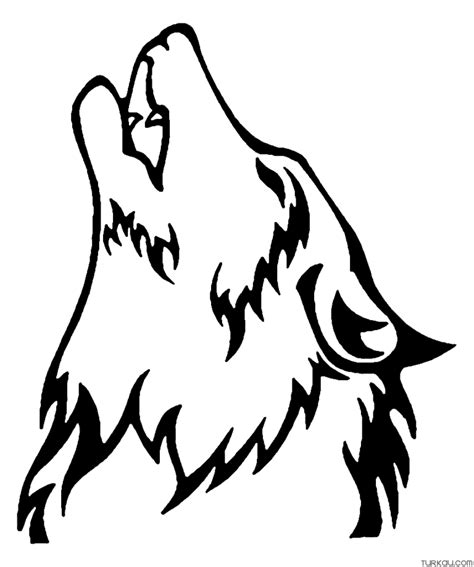 Printable Howling Wolf Head