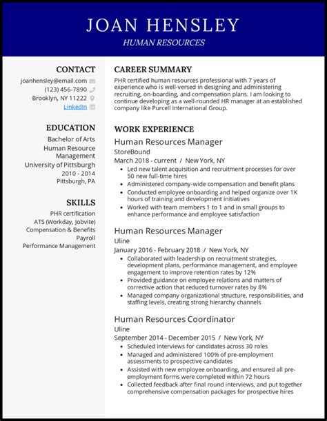 Printable Human Resource Resumes